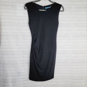 Alice & Olivia Black Metallic Sheath Dress w Mesh Detail, Sz 2